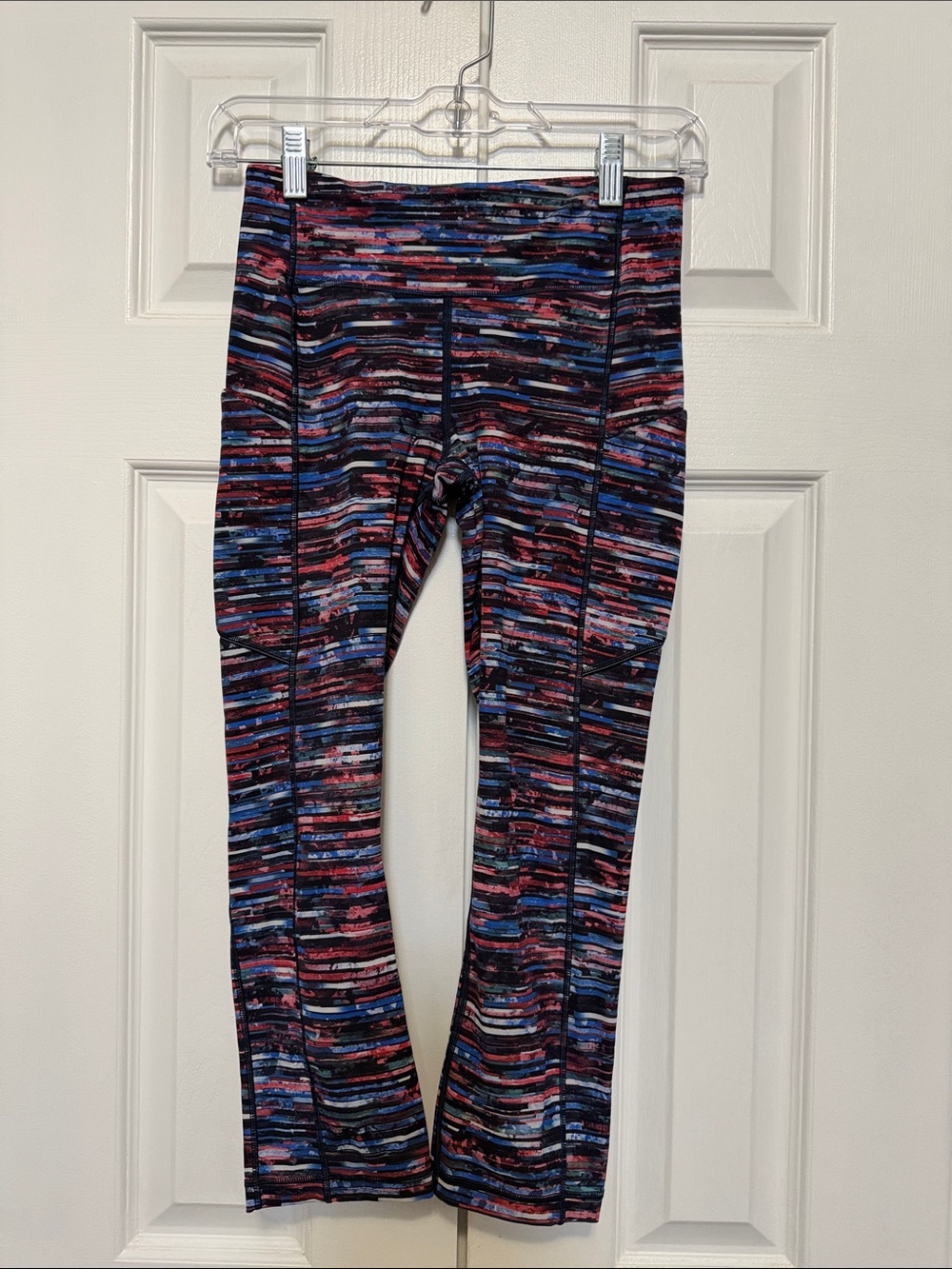 lululemon athletica Multicolor Striped Active crop Leggings - Blue, Pink, Black